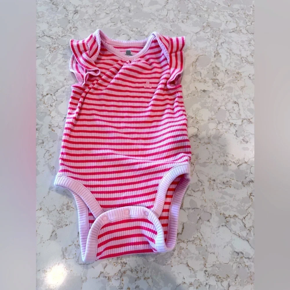 12-18M GAP Pink and White Striped Bodysuit